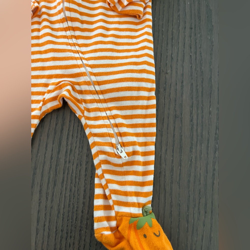 Old Navy Orange Striped Pumpkin Kids One Piece - Picture 4 of 4